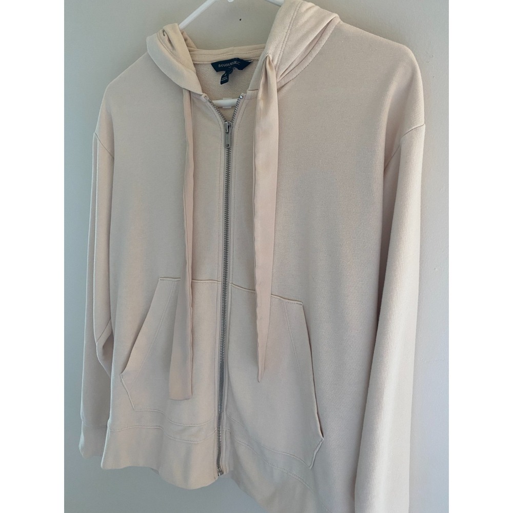 Banana Republic Hoodie Womens Small Beige Full Zip Lounge Minimalist Soft - Picture 7 of 11